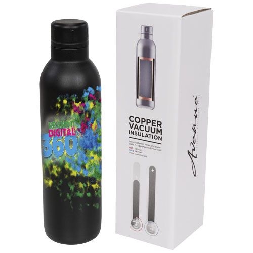 PF100549-1Thor 510 ml Kupfer-Vakuum Isolierflasche_ schwarz