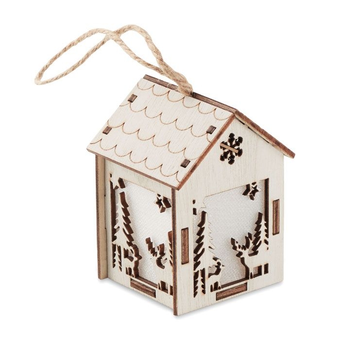 CX1463-40Ponia Anhaenger Haus mit Licht_ holz