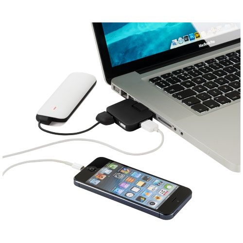 Gaia USB Hub mit 4 Anschlüssen, schwarz