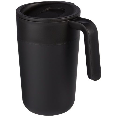 PF100731-5Nordia 400 ml doppelwandiger Becher aus Recyclingmaterial_ schwarz PF100731-5Nordia 400 ml doppelwandiger Becher aus Recyclingmaterial_ schwarz