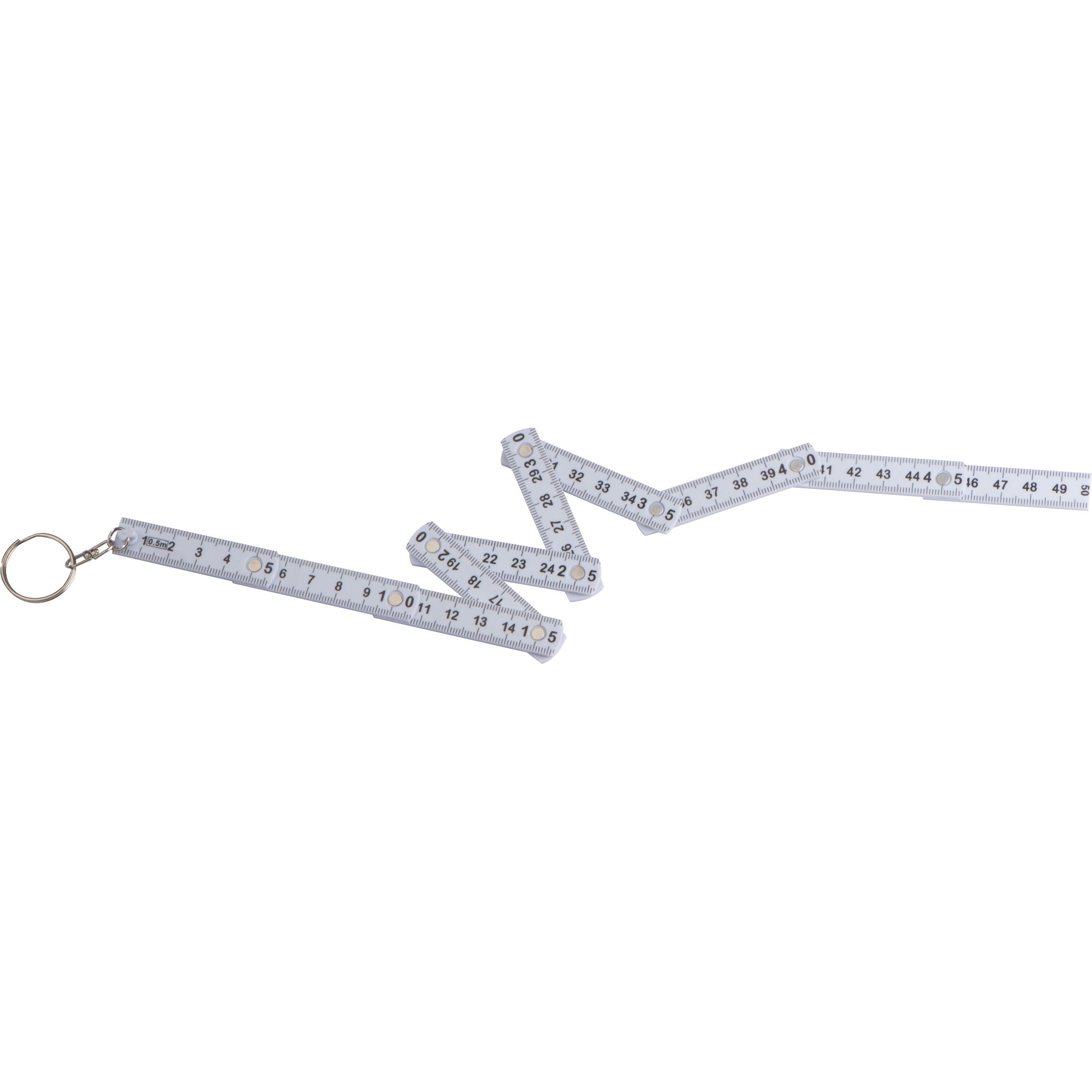 MA91355-06Schluesselanhaenger mit ausklappbarem Zollstock_ weiss