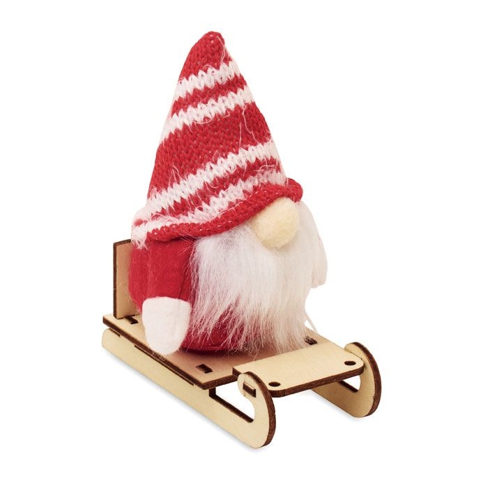 CX1588-05Frosty Sleigh Wichtel auf Holzschlitten_ rot