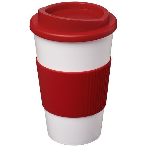 PF220002-2Americano® 350 ml Isolierbecher mit Schutzring_ rot_weiss PF220002-2Americano® 350 ml Isolierbecher mit Schutzring_ rot_weiss