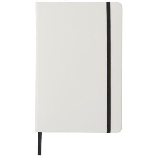 Spectrum weißes A5 Notizbuch mit farbigem Gummiband, weiß,schwarz