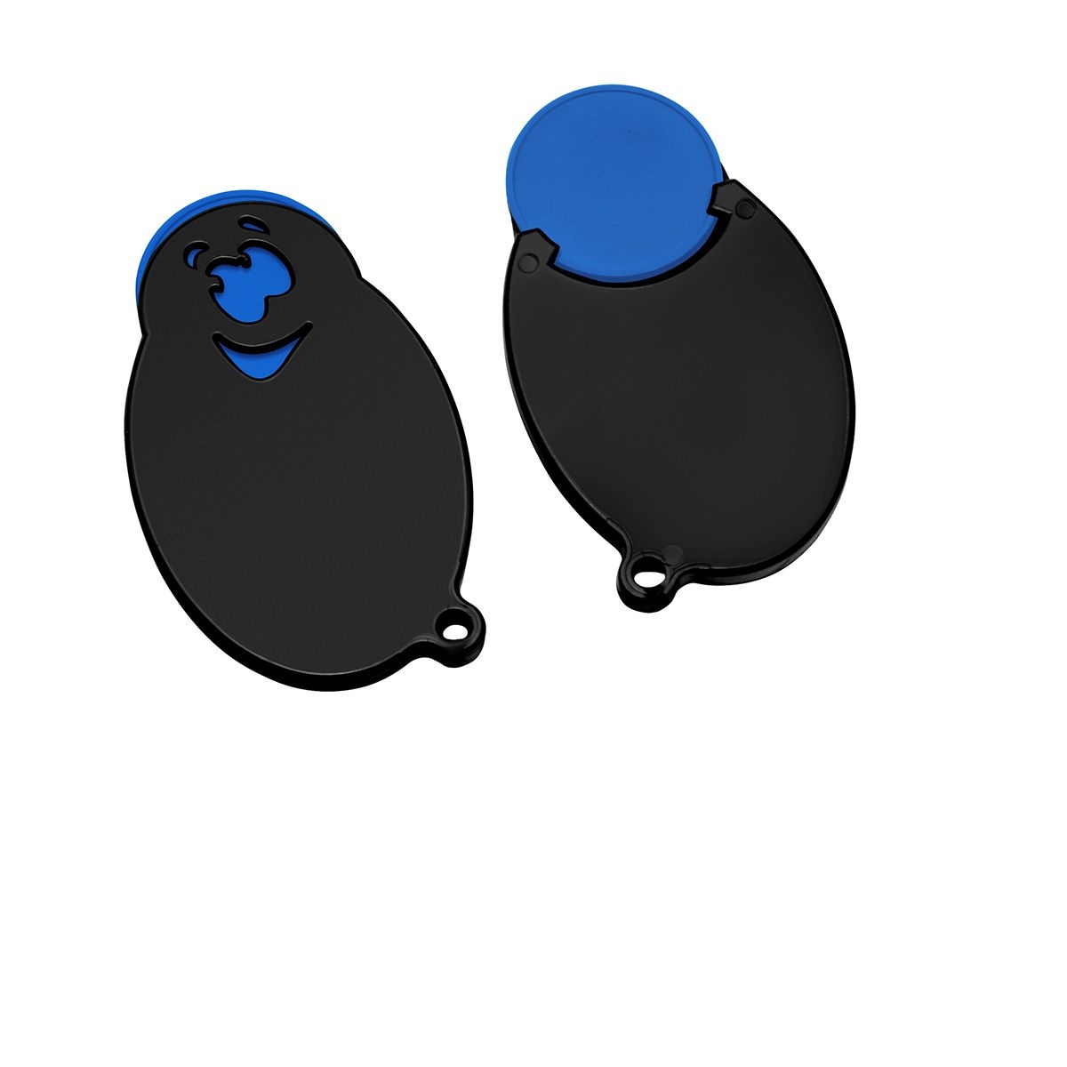 HE7855-3-6Chiphalter mit 1€-Chip _Gesicht_ blau_ schwarz