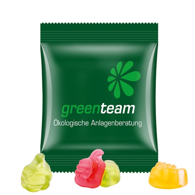JG15062-13Minituete 15g_ Fruchtgummi Standardformen_ Like-Daumen_ weisse Folie
