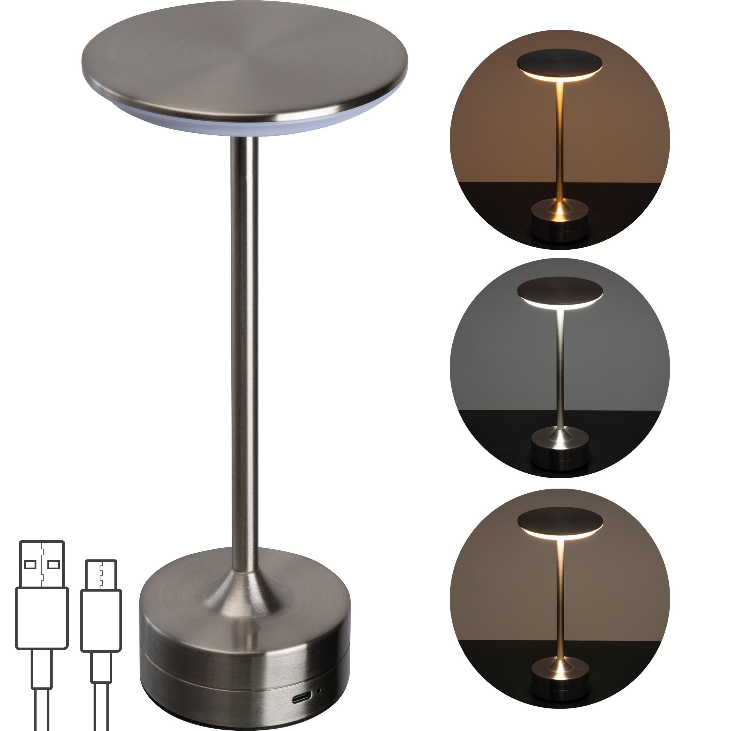MA95181-07Tischlampe aus Edelstahl mit Akku SYLWAN_ silbergrau