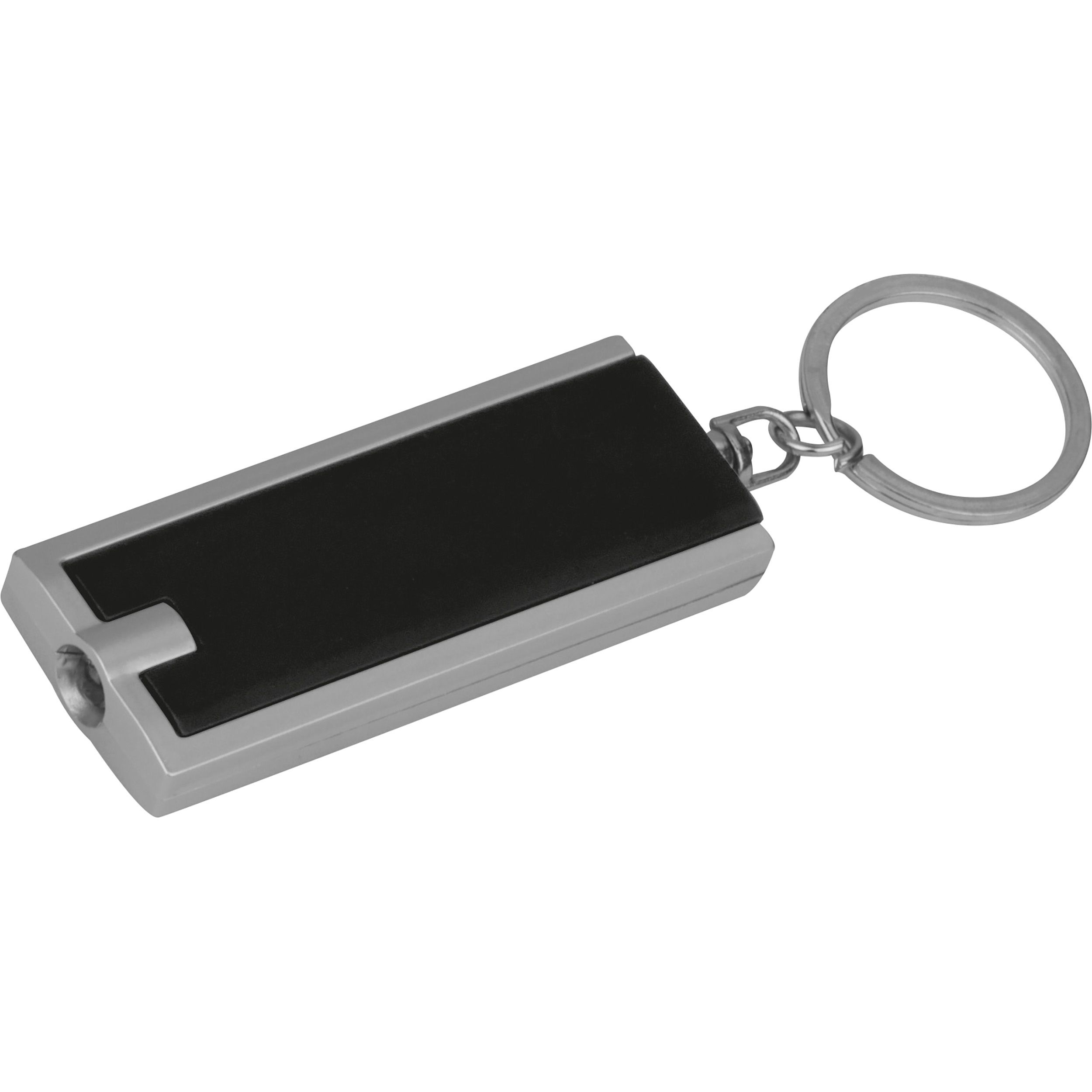 Rechteckiger Schlüsselanhänger mit LED Lämpchen, schwarz