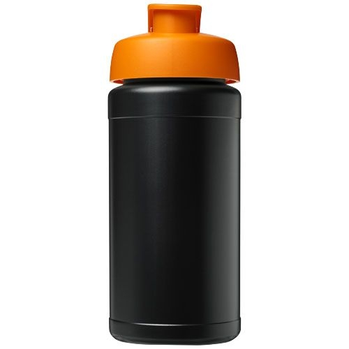 PF210461-11Baseline 500 ml recycelte Sportflasche mit Klappdeckel _ schwarz_orange