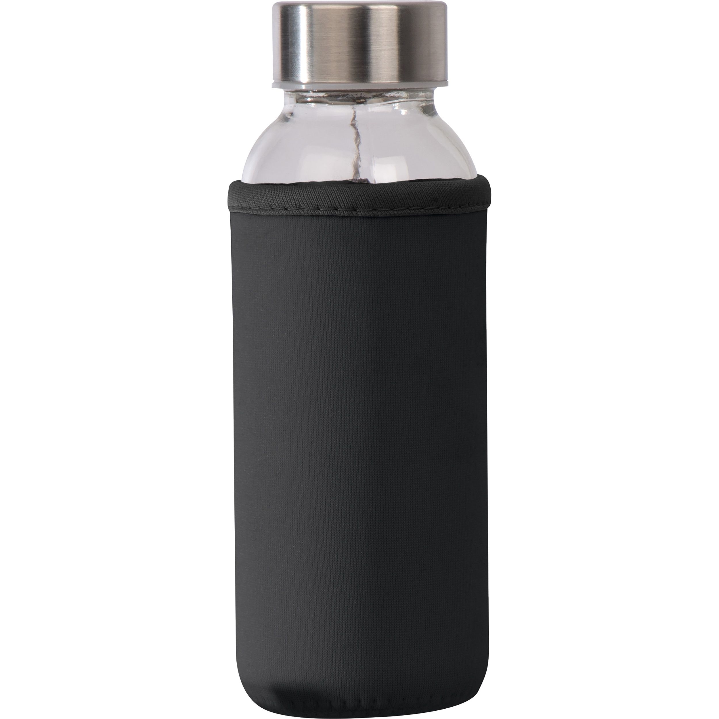 MA60985-03Trinkflasche aus Glas mit Neoprenueberzug_ 300ml_ schwarz