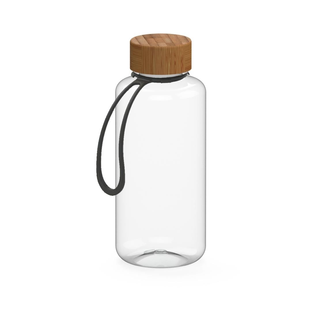 EL01250-1Trinkflasche _Natural_ 1_0 l_ inkl. Strap_ transparent_ schwarz