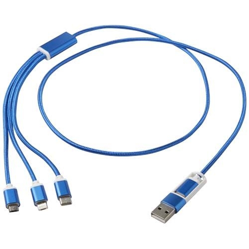 PF124386-2Versatile 5-in-1 Ladekabel aus recyceltem Aluminium_ royalblau