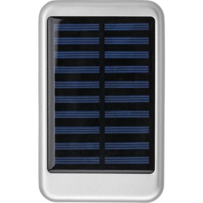 Aluminium Solar Powerbank Drew, Silber