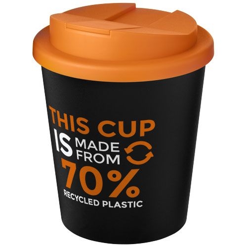 PF210455-3Americano® Espresso Eco 250 ml recycelter Isolierbecher mit auslaufsicherem Deckel _ schwarz_orange