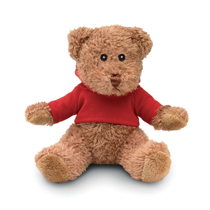 MO7375-05Johnny Teddybaer mit Hoody_ Rot