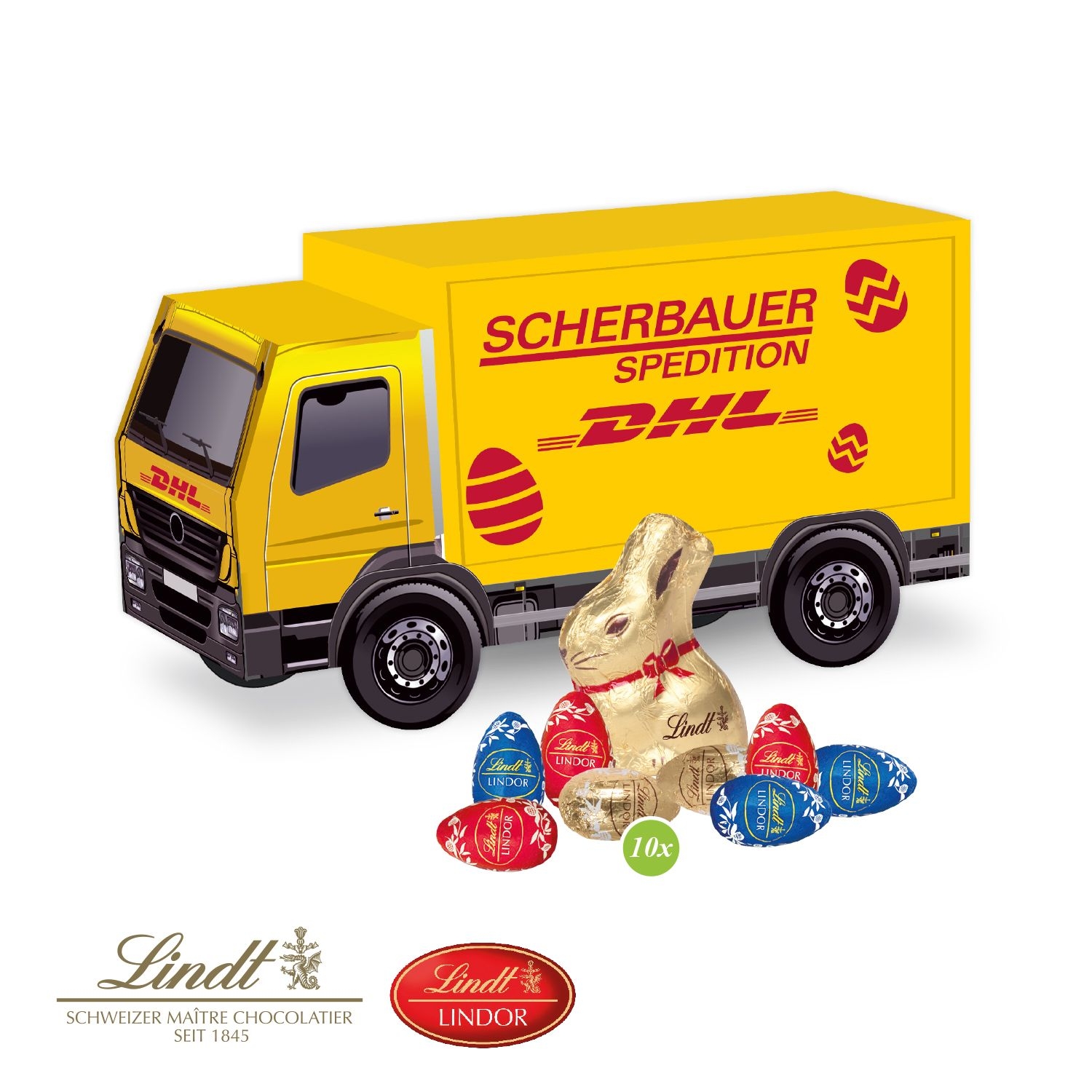CD947213D Praesent LKW Ostern mit Schokoladenmischung von Lindt