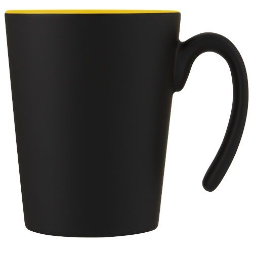 PF100687-2Oli 360 ml Keramikbecher mit Henkel_ gelb_schwarz