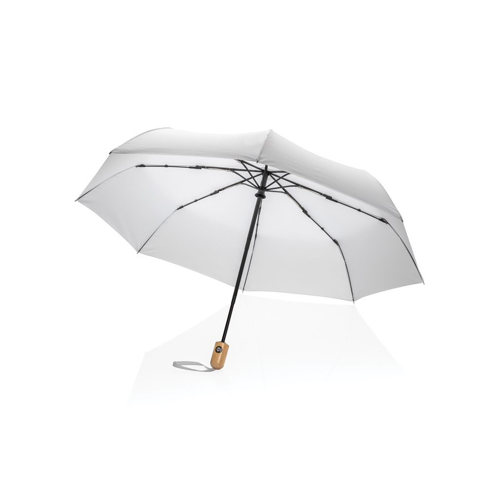 XDP850_61-321_ Impact AWARE™ RPET 190T Bambus-Schirm autom. open_close_ weiss
