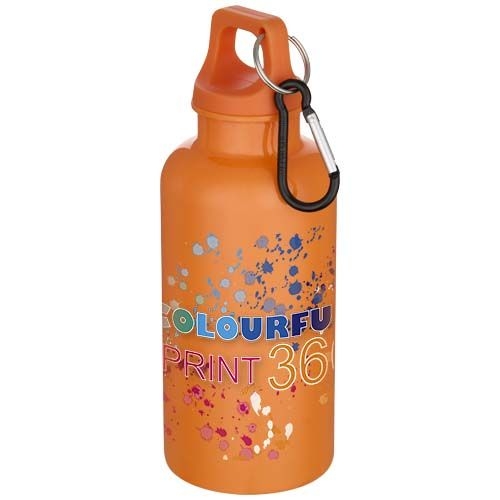 PF100863-2Oregon 400 ml einfarbige RS-zertifizierte Trinkflasche aus recyceltem Kunststoff mit Karabinerhaken