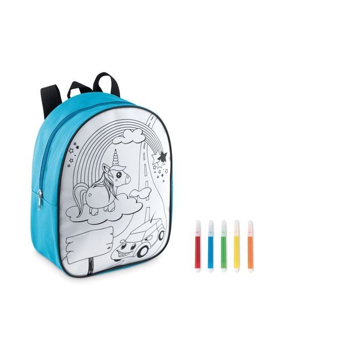 MO9207-12Backsketchy Rucksack mit 5 Filzstiften_ tuerkis