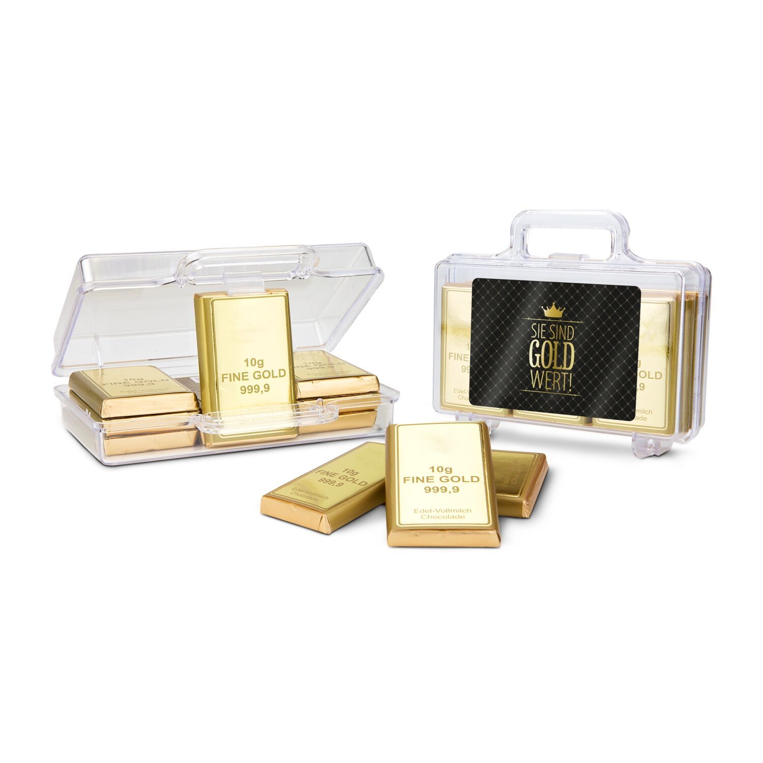 RP1723Sie sind Gold wert - Goldkoffer mit 12 Schokoladen Goldbarren _120 g_