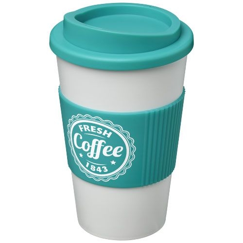 PF210002-27Americano® 350 ml Isolierbecher mit Schutzring_ weiss_aquablau