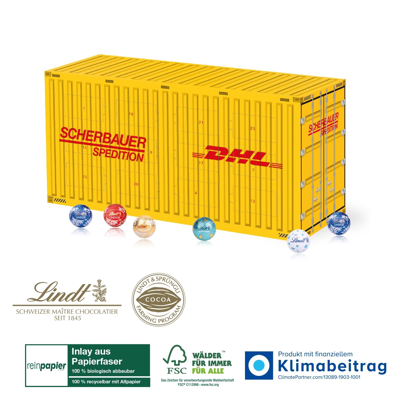 CD553543D Adventskalender Lindt „Container“ Organic