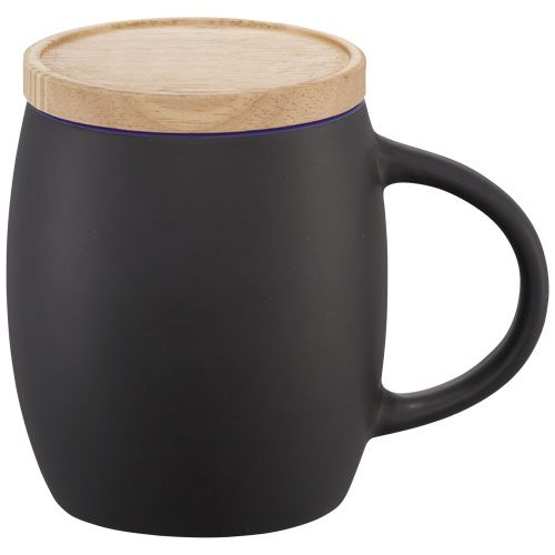 PF100466-2Hearth 400 ml Keramiktasse mit Holz Untersetzer_ schwarz_blau