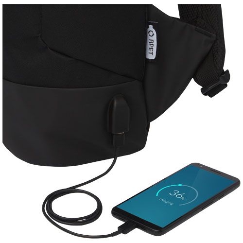 PF120510-2Cover Diebstahlsicherer GRS RPET Rucksack 18L_ schwarz