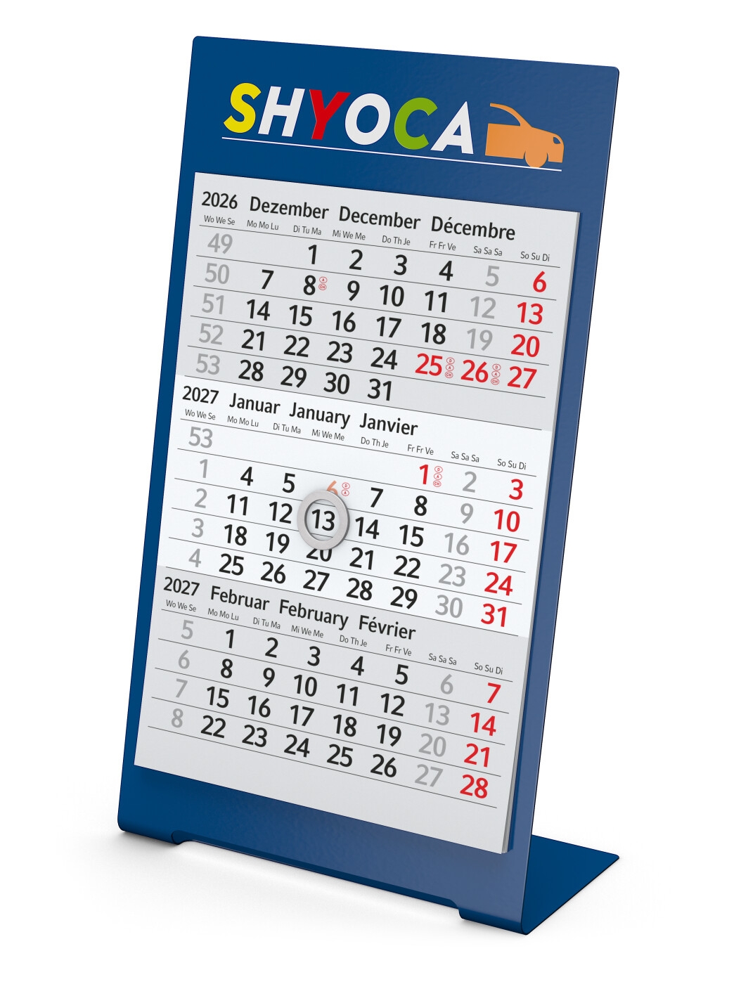 GE0042-BLTischkalender Desktop 3 Color_ blau