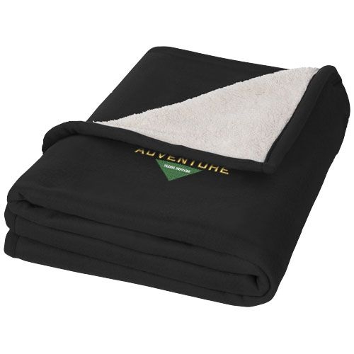 PF112809-2Springwood Decke aus weichem Fleece und Sherpa-Plaid_ schwarz_offwhite