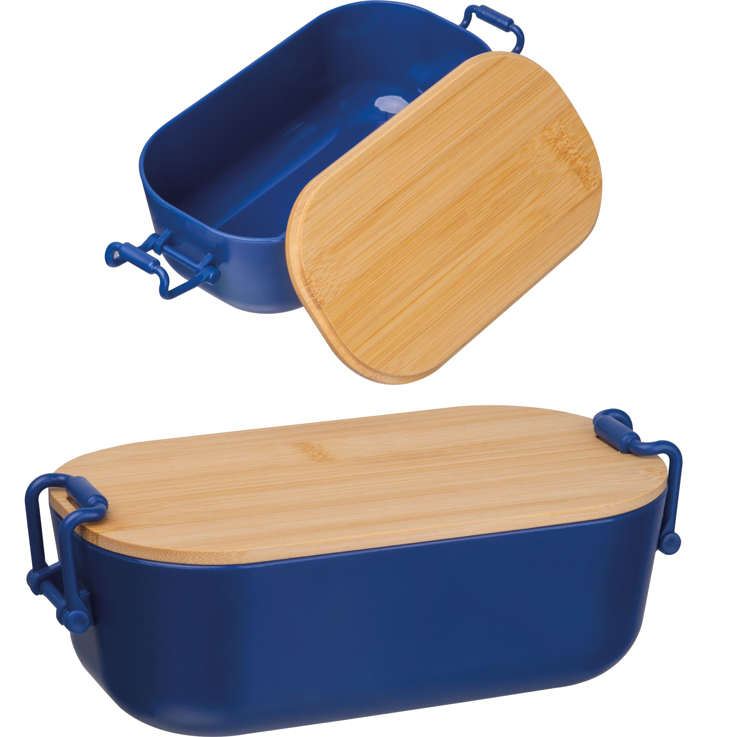 MA85363-44Lunchbox mit Bambusdeckel und Buegelverschluss JAVIER_ dunkelblau