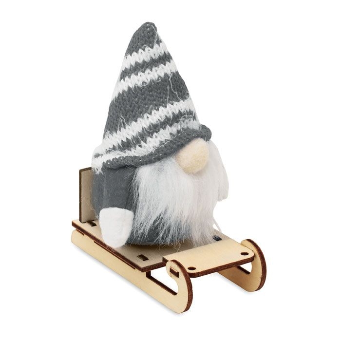 CX1588-07Frosty Sleigh Wichtel auf Holzschlitten_ grau