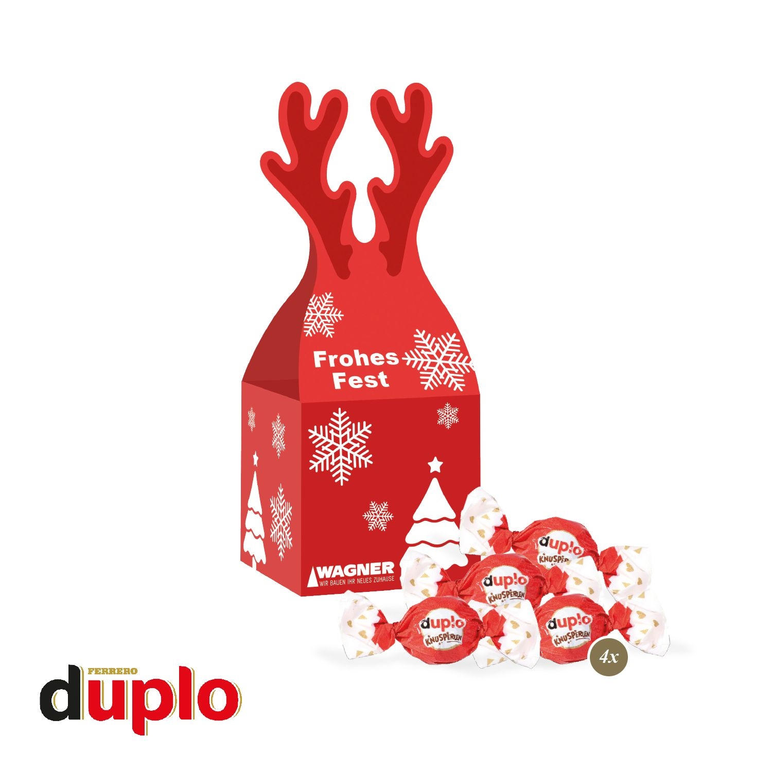 CD95566-013D Praesent _Rentier_ mit duplo Knusperlen_ Duplo Knusperlen