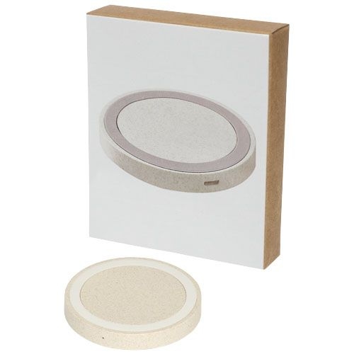 PF124136-1Naka kabelloses 5W Ladepad aus Weizenstroh_ beige