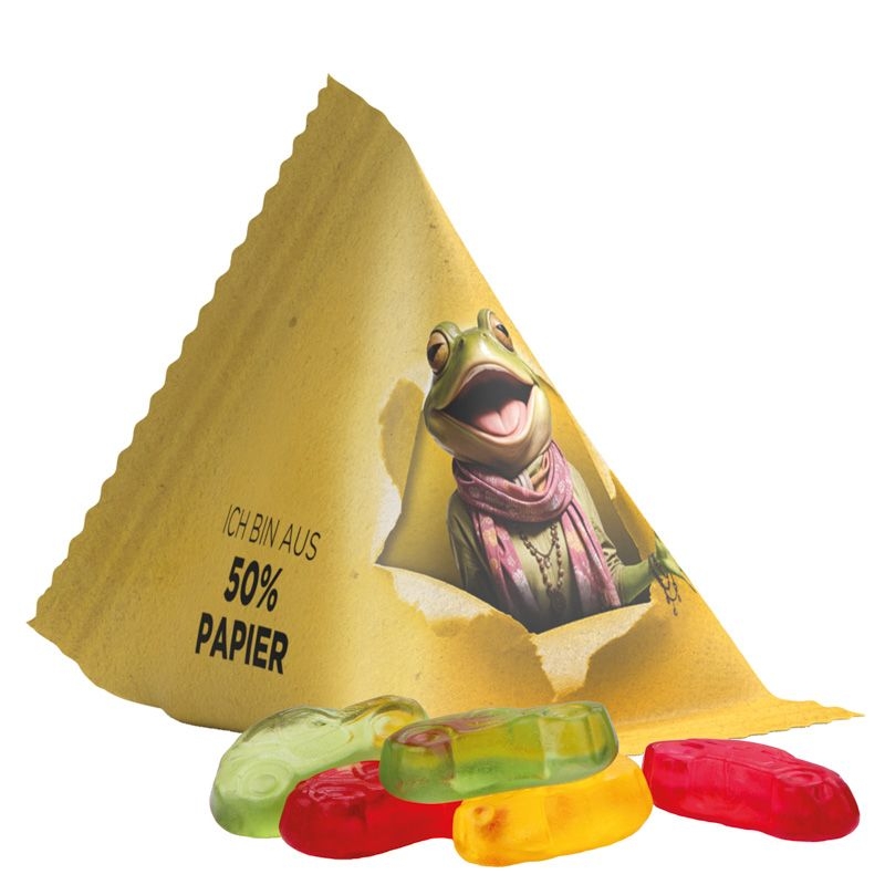 JG17063-4Tetraeder 15g_ Fruchtgummi Standardformen_ Auto_ weisse Folie