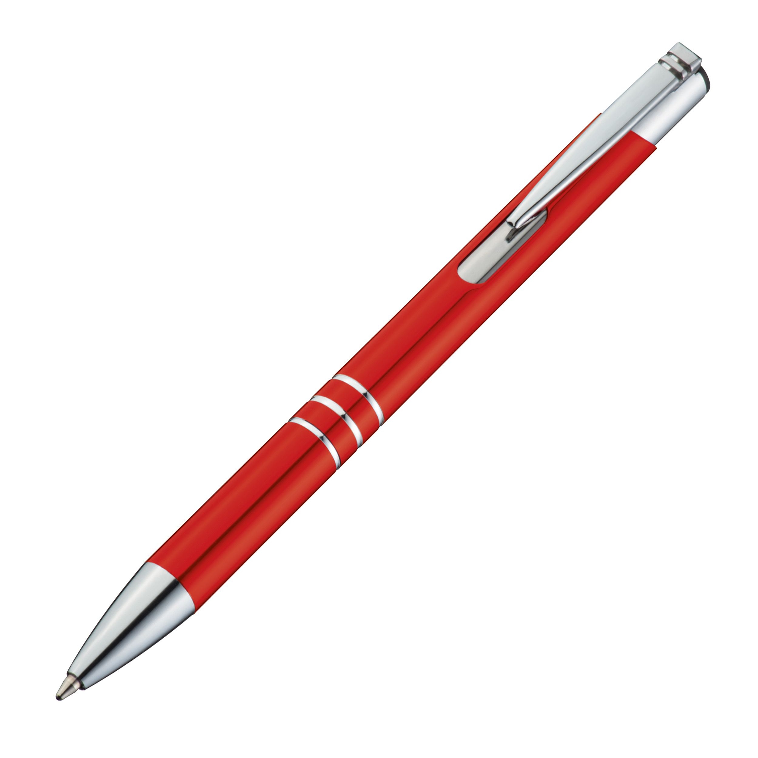 MA13339-05Kugelschreiber aus Metall mit 3 Zierringen_ rot