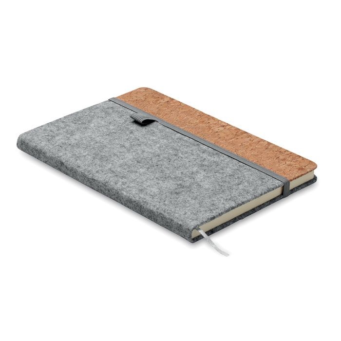 MO2553-07Corkbook DIN A5 Notizbuch RPET-Filz_ grau