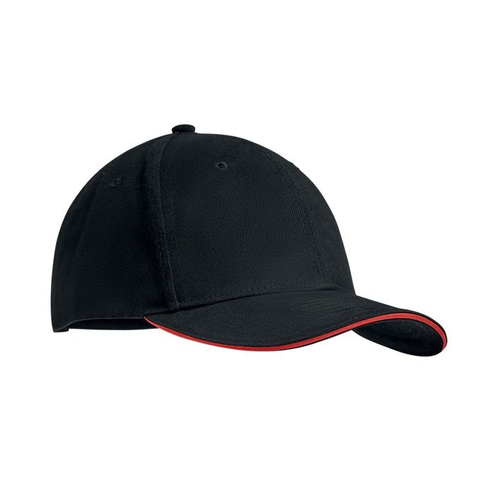 MO9643-83Tekapo Baseball Kappe 6 Panels_ Schwarz_Rot