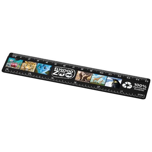 PF210467-6Refari 15 cm Lineal aus recyceltem Kunststoff_ schwarz