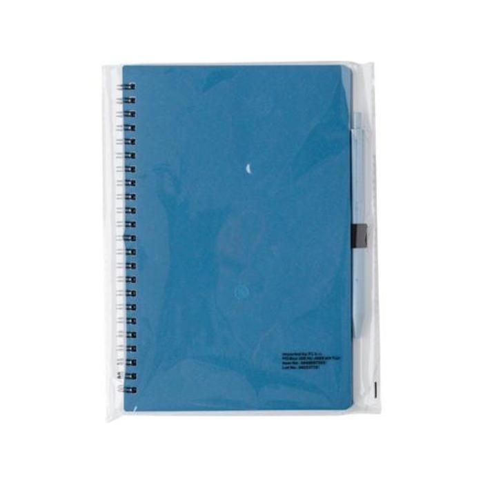 GI480875-05Notizbuch und Kugelschreiber aus Weizenstroh Massimo_ blau