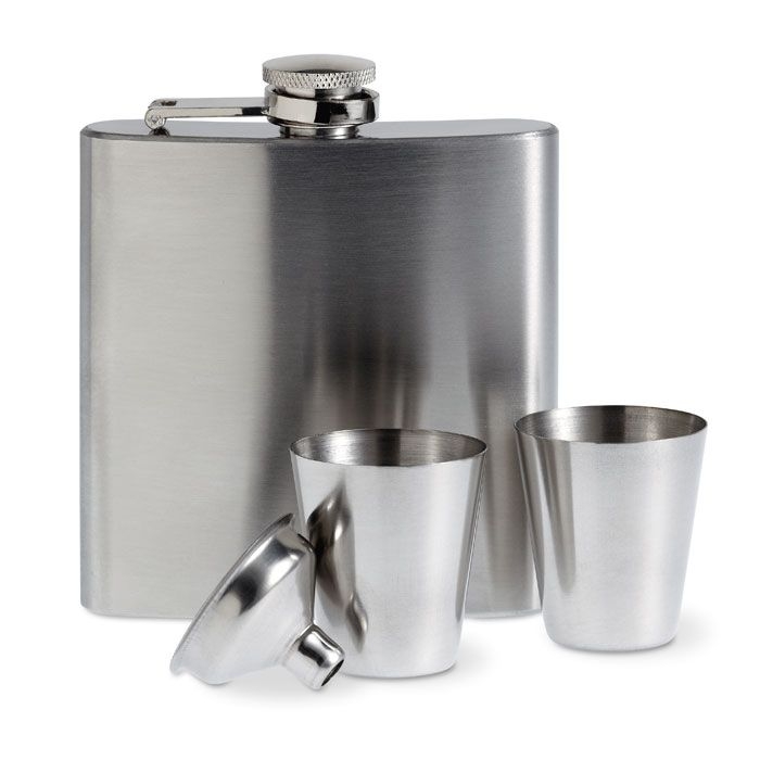 MO8321-16Slimmy Flask Set Flachmann_ mattsilber