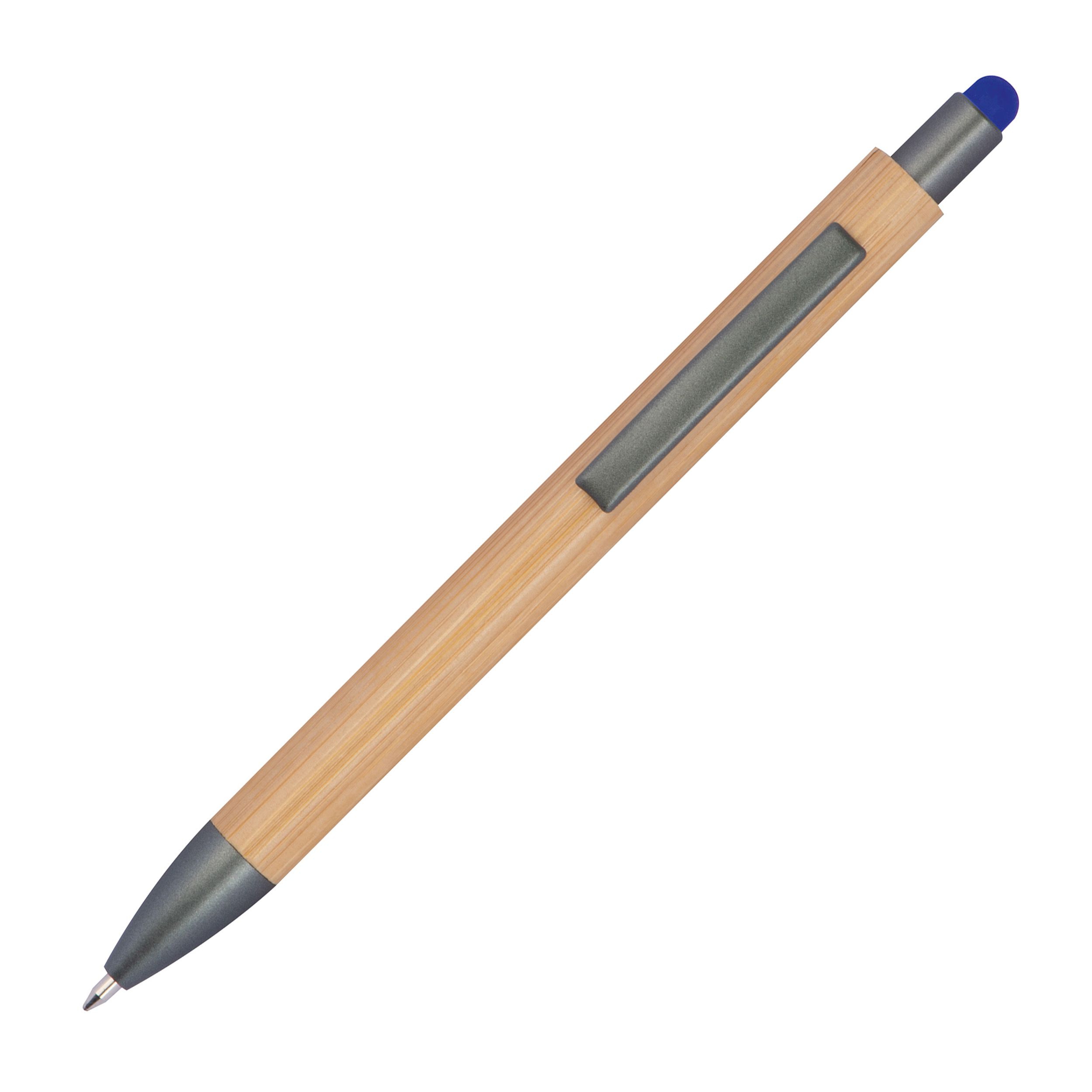 Bambuskugelschreiber mit Touchfunktion , blau