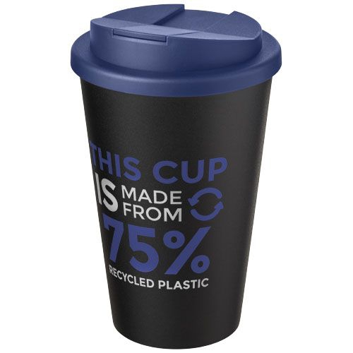 Americano® Eco 350 ml recycelter Becher mit auslaufsicherem Deckel, blau,schwarz