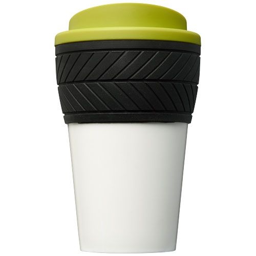 PF210088-5Brite-Americano® 350 ml Isolierbecher mit Schutzring Reifen-Design_ limone