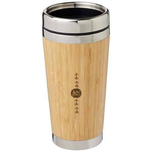 PF100636-1Bambus 450 ml Becher mit Bambus-Aussenseite_ braun