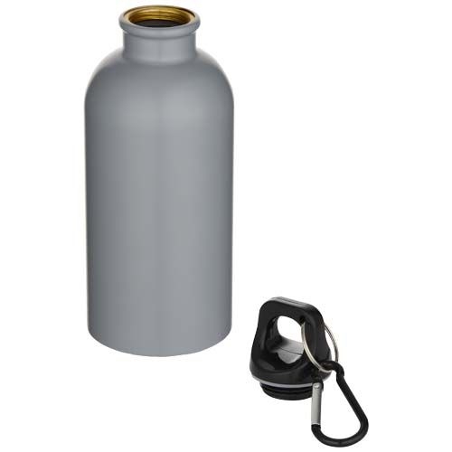 PF100871-3Oregon 400 ml matte RCS-zertifizierte einwandige Trinkflasche aus recyceltem Edelstahl mit Karabiner
