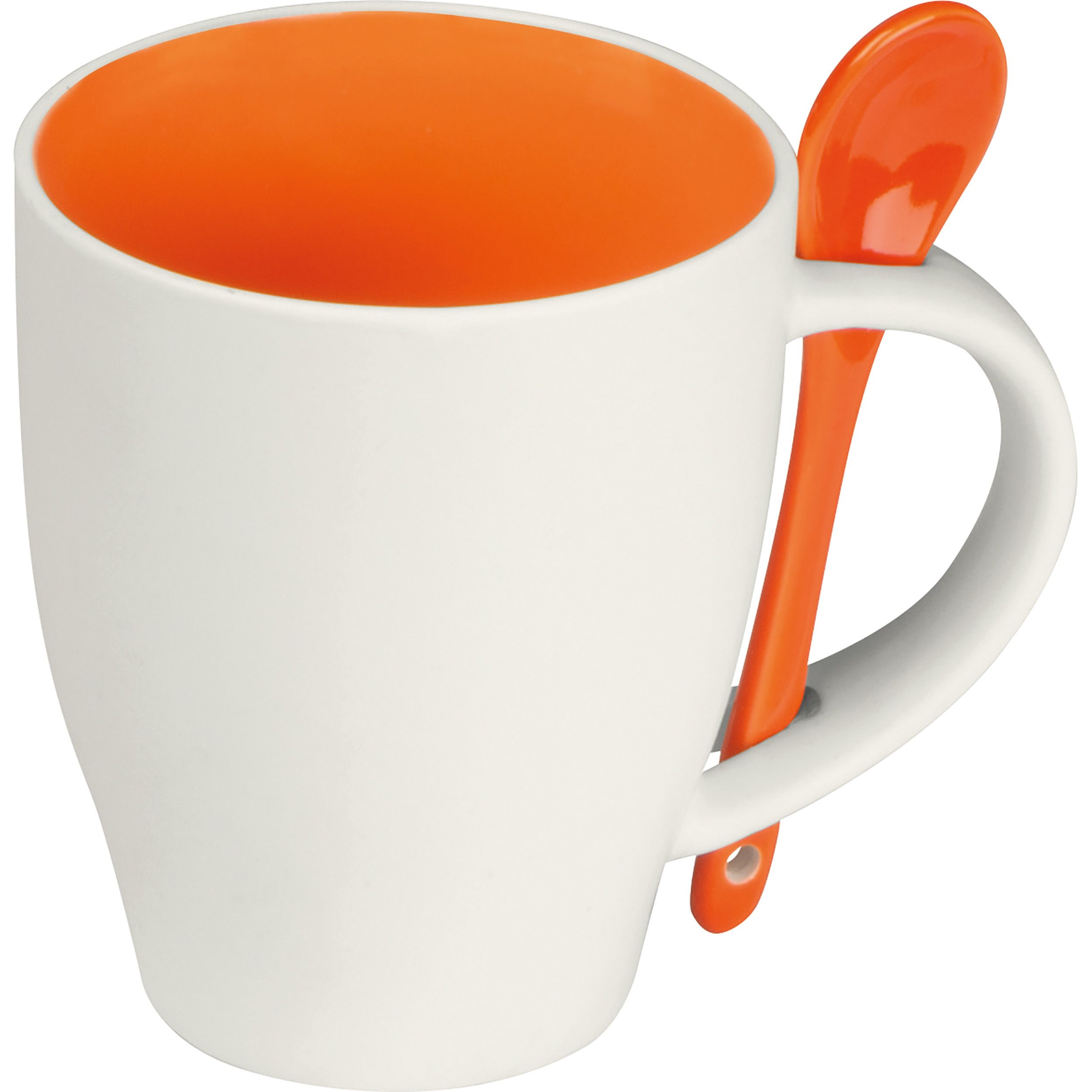 MA85095-10Tasse aus Porzellan mit Loeffel_ 250ml_ orange MA85095-10Tasse aus Porzellan mit Loeffel_ 250ml_ orange