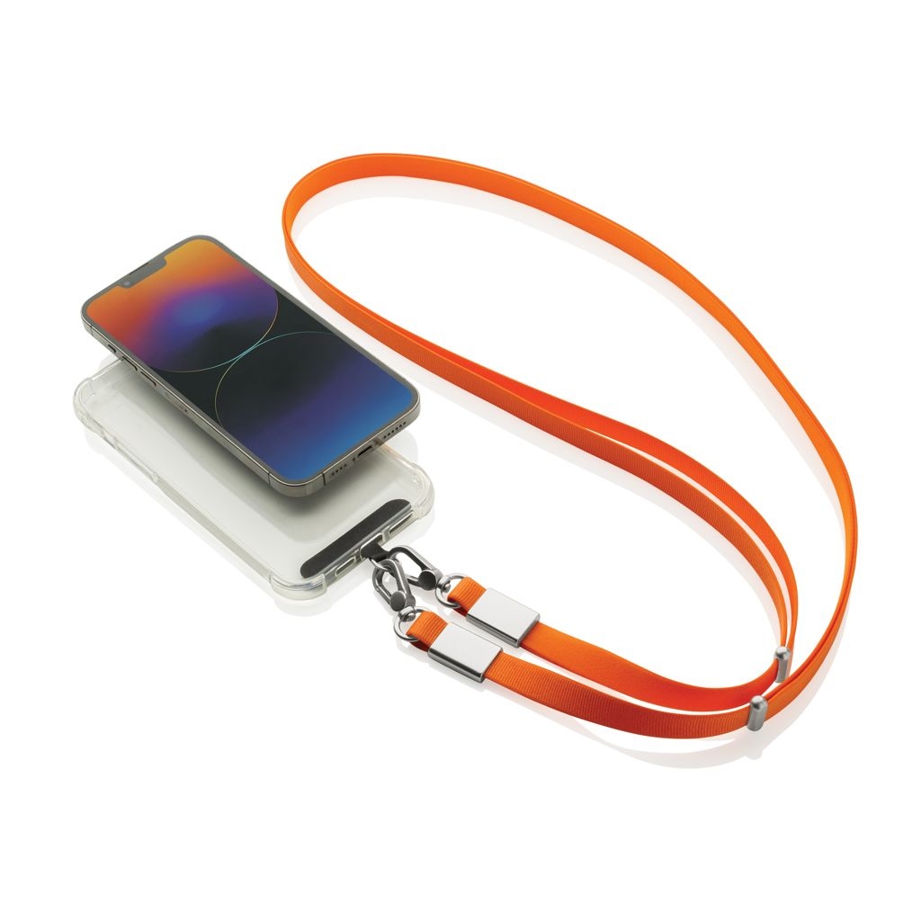 XDP302.92-08Nivo Crossbody-Handyband aus RCS recyceltem PET_ orange