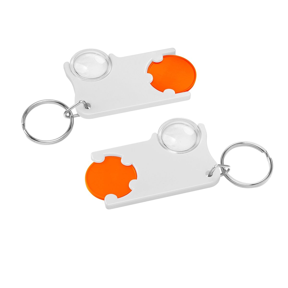 HE8286R-5-0Chiphalter mit 1€-Chip und Lupe_ orange_ weiss HE8286R-5-0Chiphalter mit 1€-Chip und Lupe_ orange_ weiss